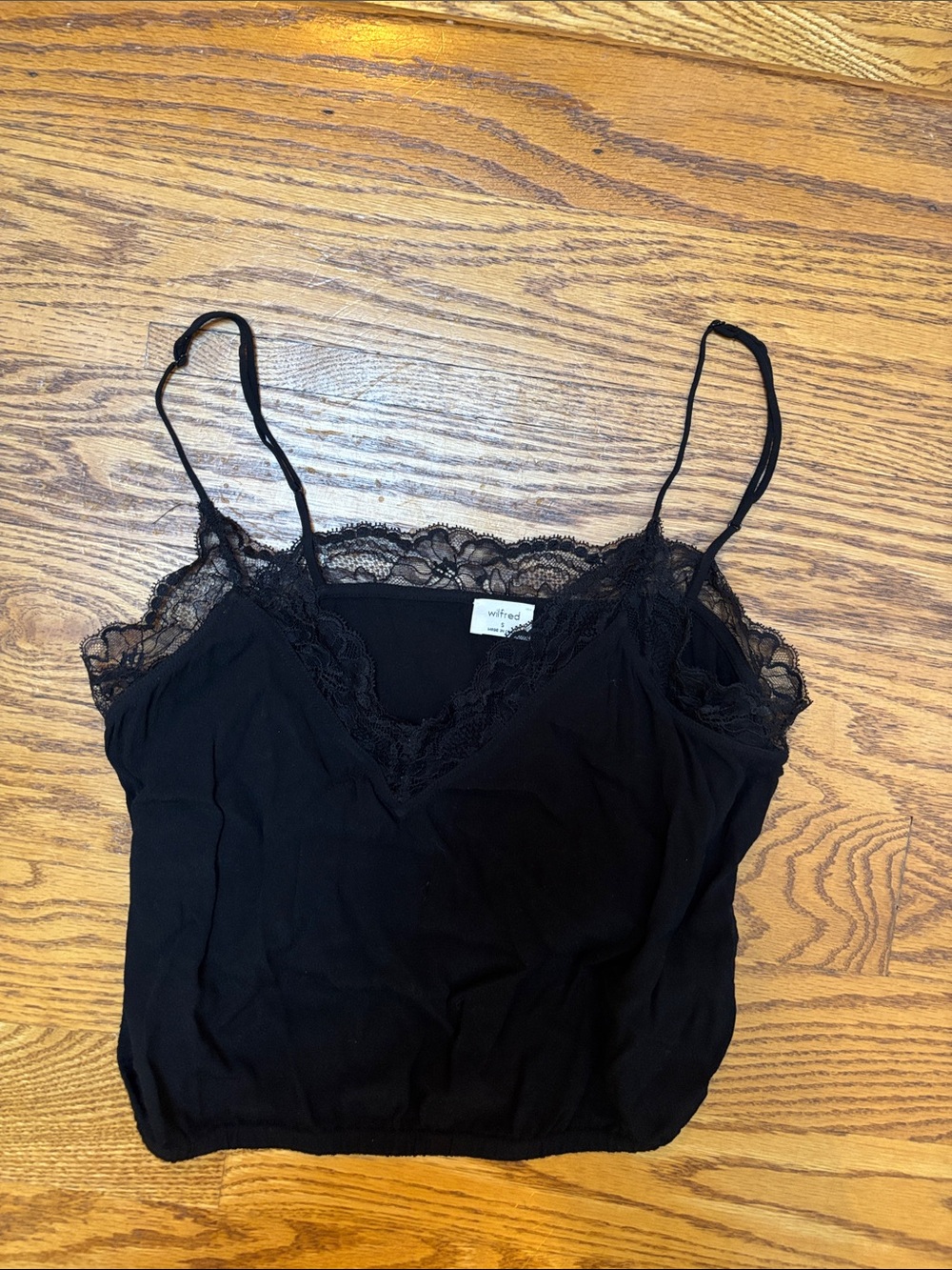 Wilfred Black Lace-Trim Silk-Blend Camisole
